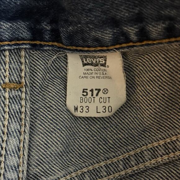 Levi’s 517 Bootcut Jeans 33x30 USA Made Custom Floral Patch Y2K Grunge - Picture 4 of 10